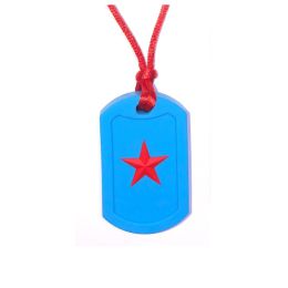 Necklace Sensory Chew – Dog Tag – Star Blue