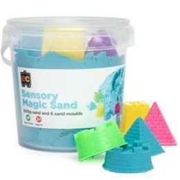 Sensory Magic Sand 600gm With 6 Molds Blue