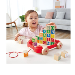Hape Pull Along Cart With Stacking Blocks
