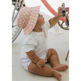 Acorn Pink Checks Broad Brim Bucket Hat XLarge 56cm (d)
