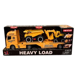 Prime Mover With 2 Construction Vehicles on Trailer