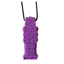 Brick Man Robot Pendant Silicone Sensory Necklace Purple