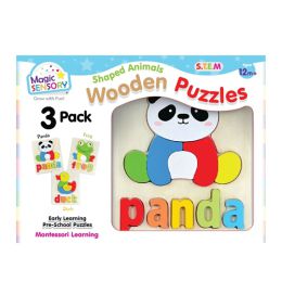 Magic Sensory Shaped Animals Wooden Puzzles Triple Pack