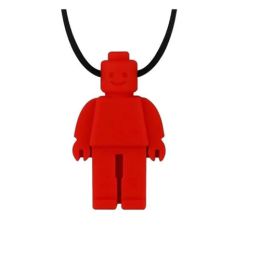 Brick Man Lego Pendant Silicone Sensory Necklace Red