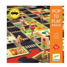 Djeco 24pc City Road Giant Pop To Play Puzzle