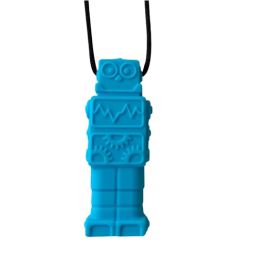 Brick Man Robot Pendant Silicone Sensory Necklace Blue