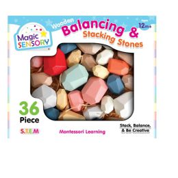 Magic Sensory Wooden Balancing Stacking Stones 36pc