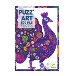 Djeco 500pc Shaped Puzzle Art Peacock (d)