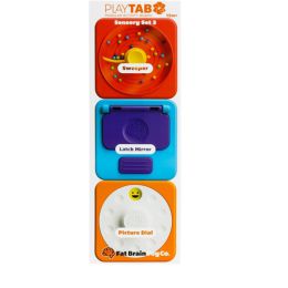 Fat Brain Play Tab Sensory Set 3 Latch Mirror, Picture Dial, Sweeper Tile