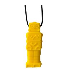 Brick Man Robot Pendant Silicone Sensory Necklace Yellow