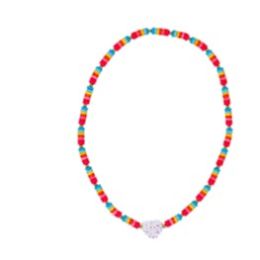 Pink Poppy Rainbow Jewelled Heart Necklace (d)