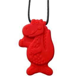 Dinosaur Pendant Silicone Sensory Necklace Red