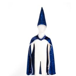 Great Pretender's Blue & Silver Sparkle Wizard Cape & Hat Size 4-6
