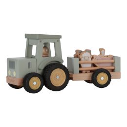 Little Dutch Farm Wooden Tractor With Trailer (d)